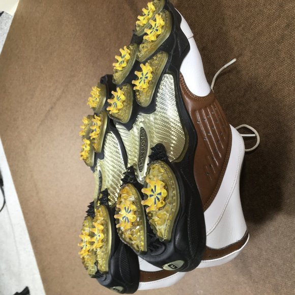 Footjoy DryJoy Golf Shoes Mens Size 9M White Brown Leather 53753 - Picture 8 of 10